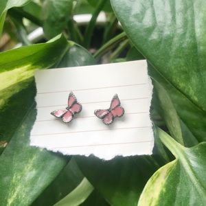 Orange butterfly earrings